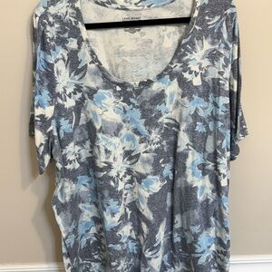 Lane Bryant Women's Short Sleeve Floral Top - Blue and Gray